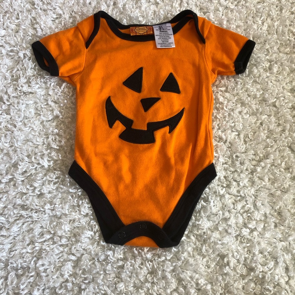 Happy Halloween 3/6 month pumpkin face shirt